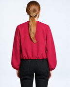 Cropped Bomber Jacket Red