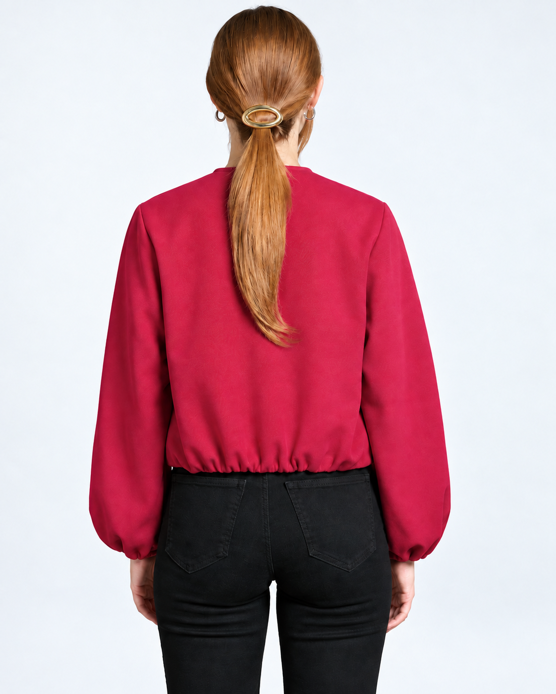 Cropped Bomber Jacket Red