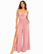 Wide Leg Trouser With Side Split And Top Pink