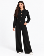 Chic Knit Two-Piece Set   Black  F332