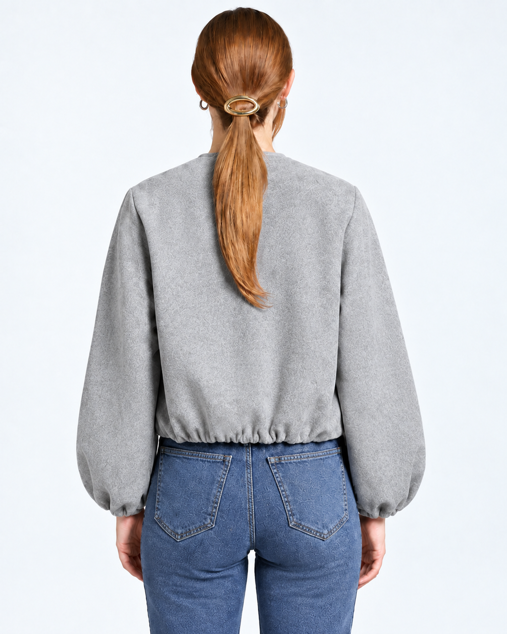 Cropped Bomber Jacket Grey