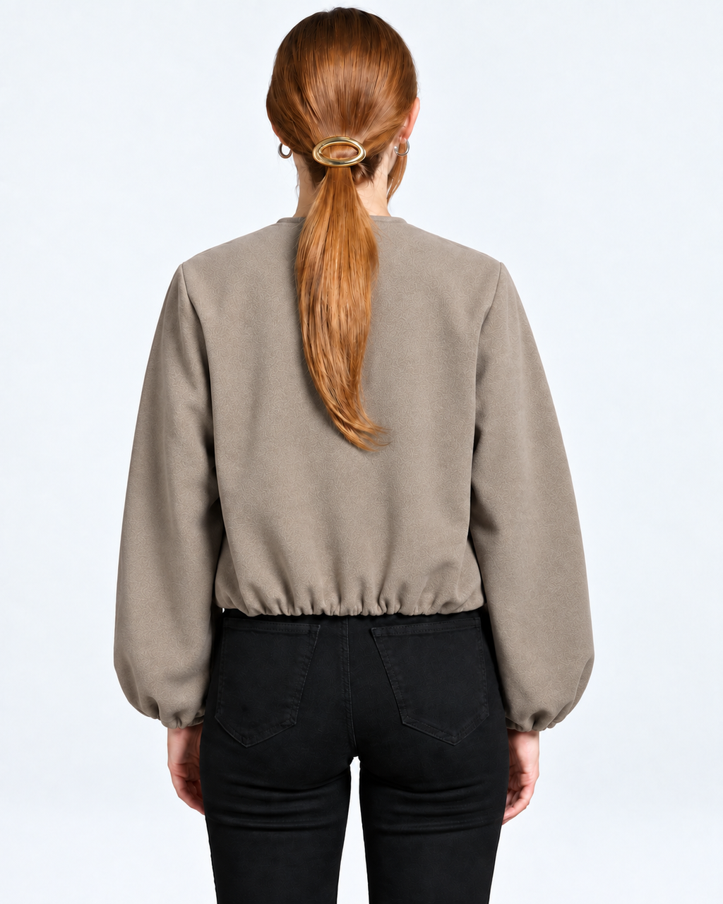 Cropped Bomber Jacket  Taupe