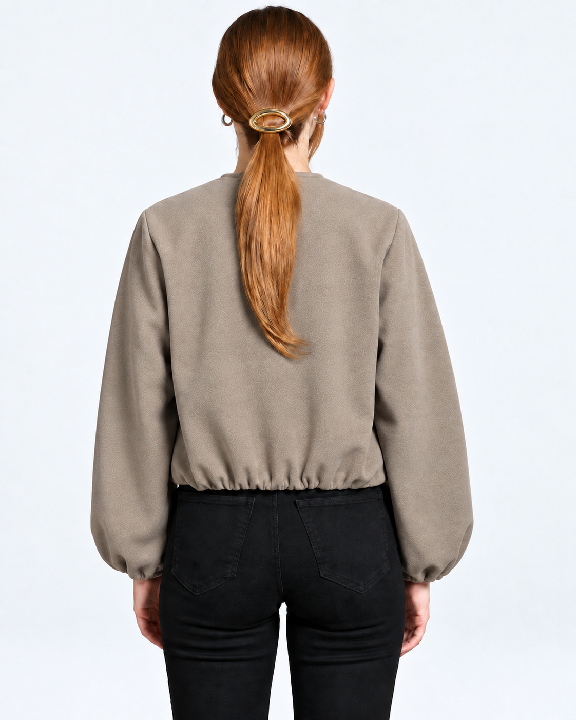 Cropped Bomber Jacket  Taupe