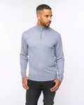 Delloway 1/4 Zip Funnel Neck Jumper Grey Marl