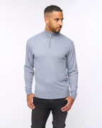Delloway 1/4 Zip Funnel Neck Jumper Grey Marl