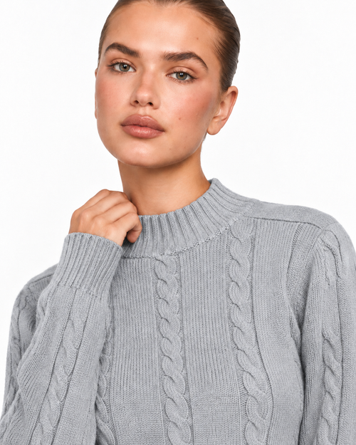 Cable Knit Co-Ord Set Grey Ff286