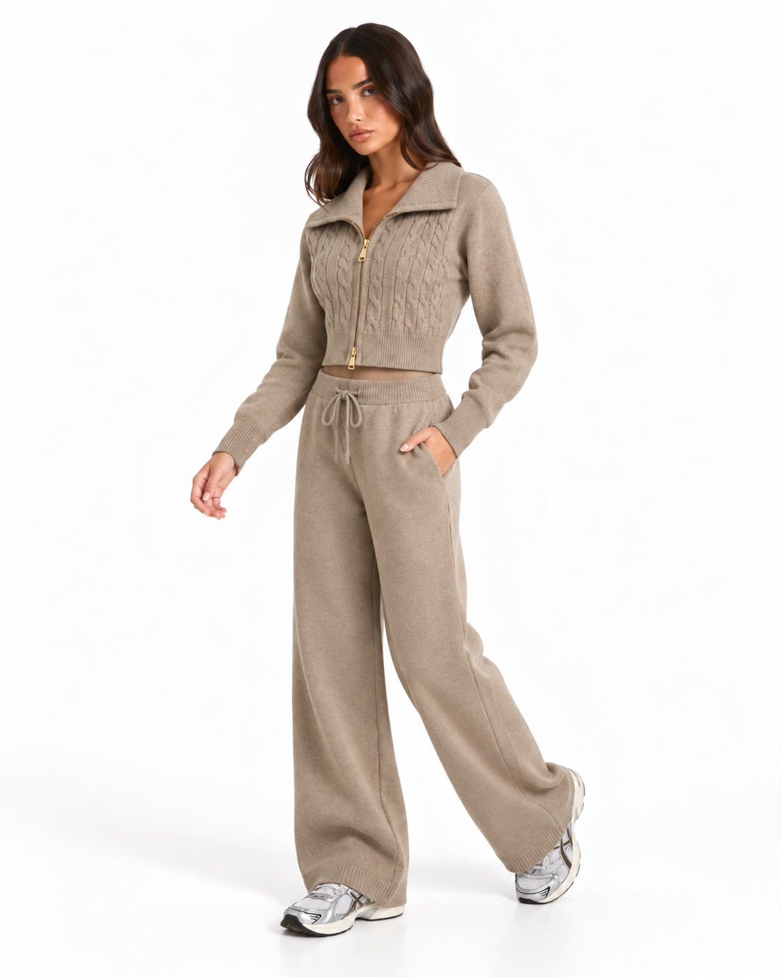 Knitted Co-Ord Set Biege F328