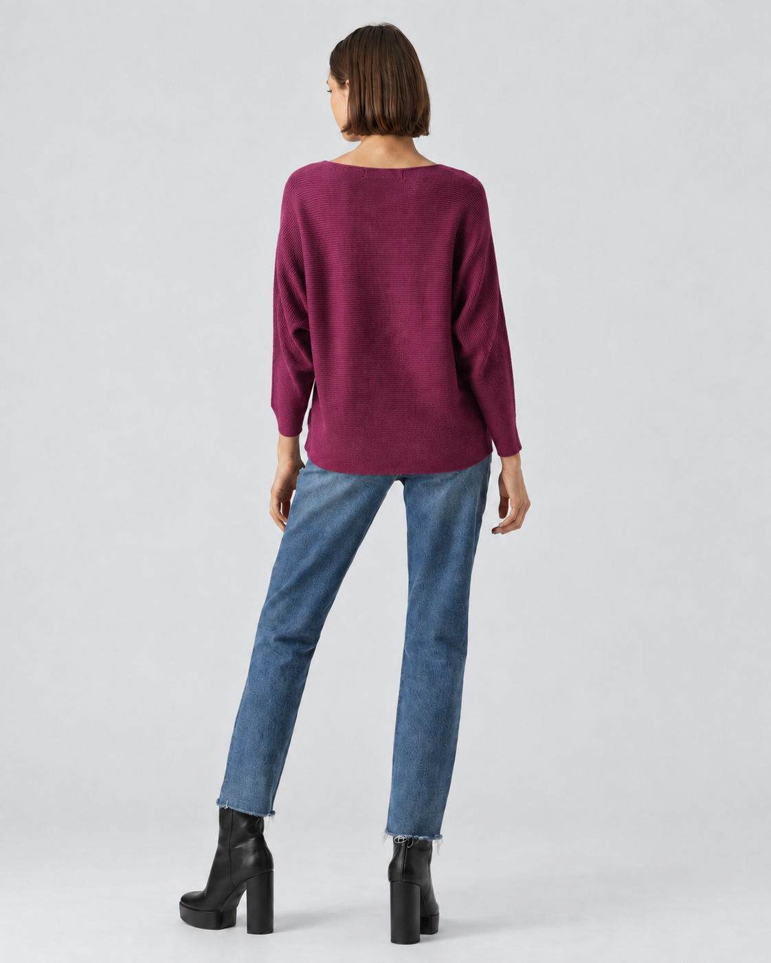 Ribbed Knit Jumper Plum ZS9011