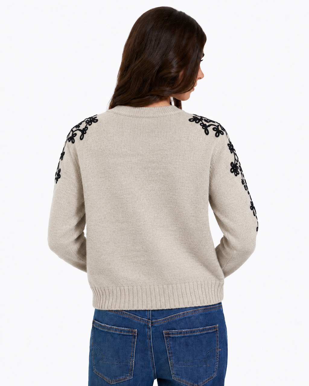 Embroidered Jumper Biege  ZS3095