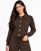 Chic Knit Two-Piece Set   Brown F332