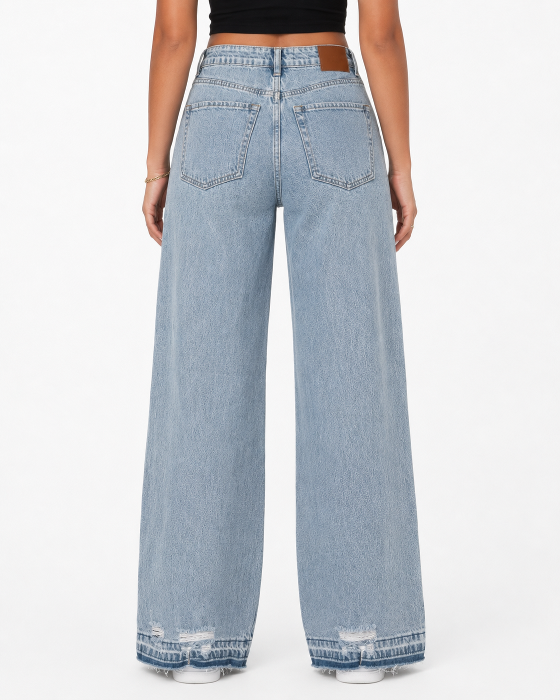 Distressed High-Waisted Mom Jeans. T57