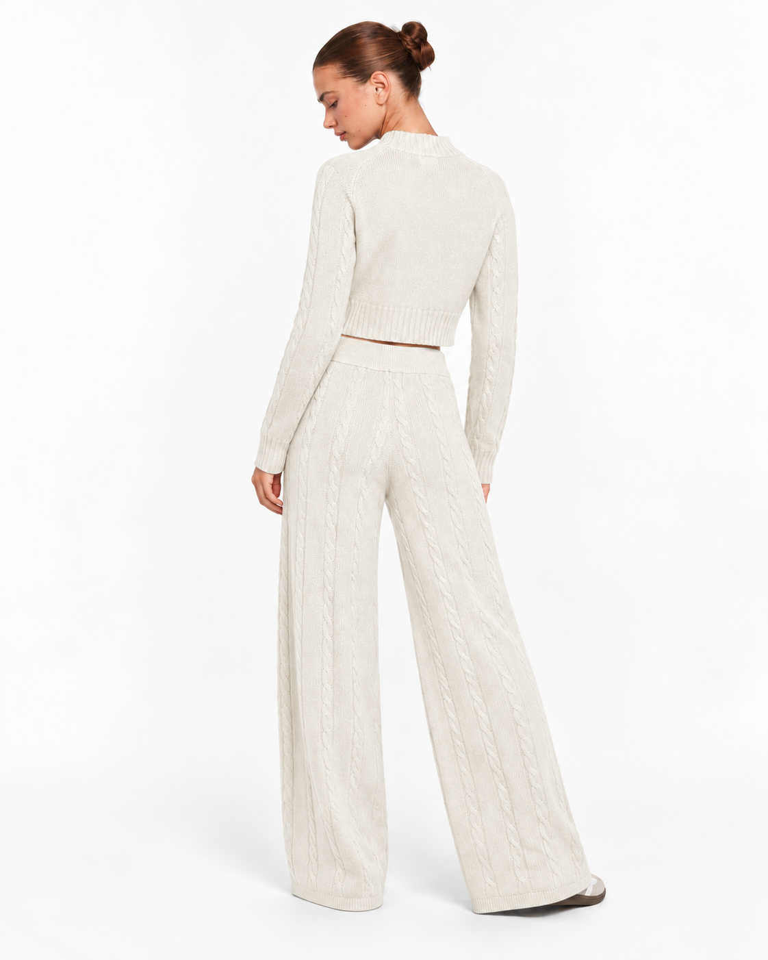 Cable Knit Co-Ord Set Cream Ff286