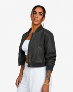 Faux leather jacket bomber Black