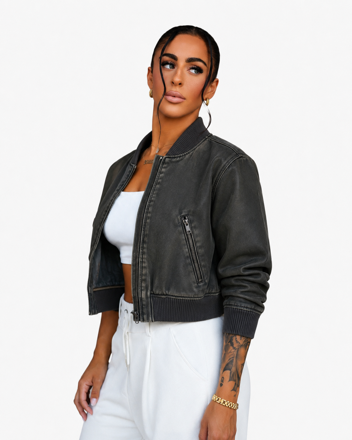 Faux leather jacket bomber Black