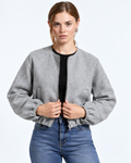 Cropped Bomber Jacket Grey