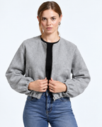 Cropped Bomber Jacket Grey