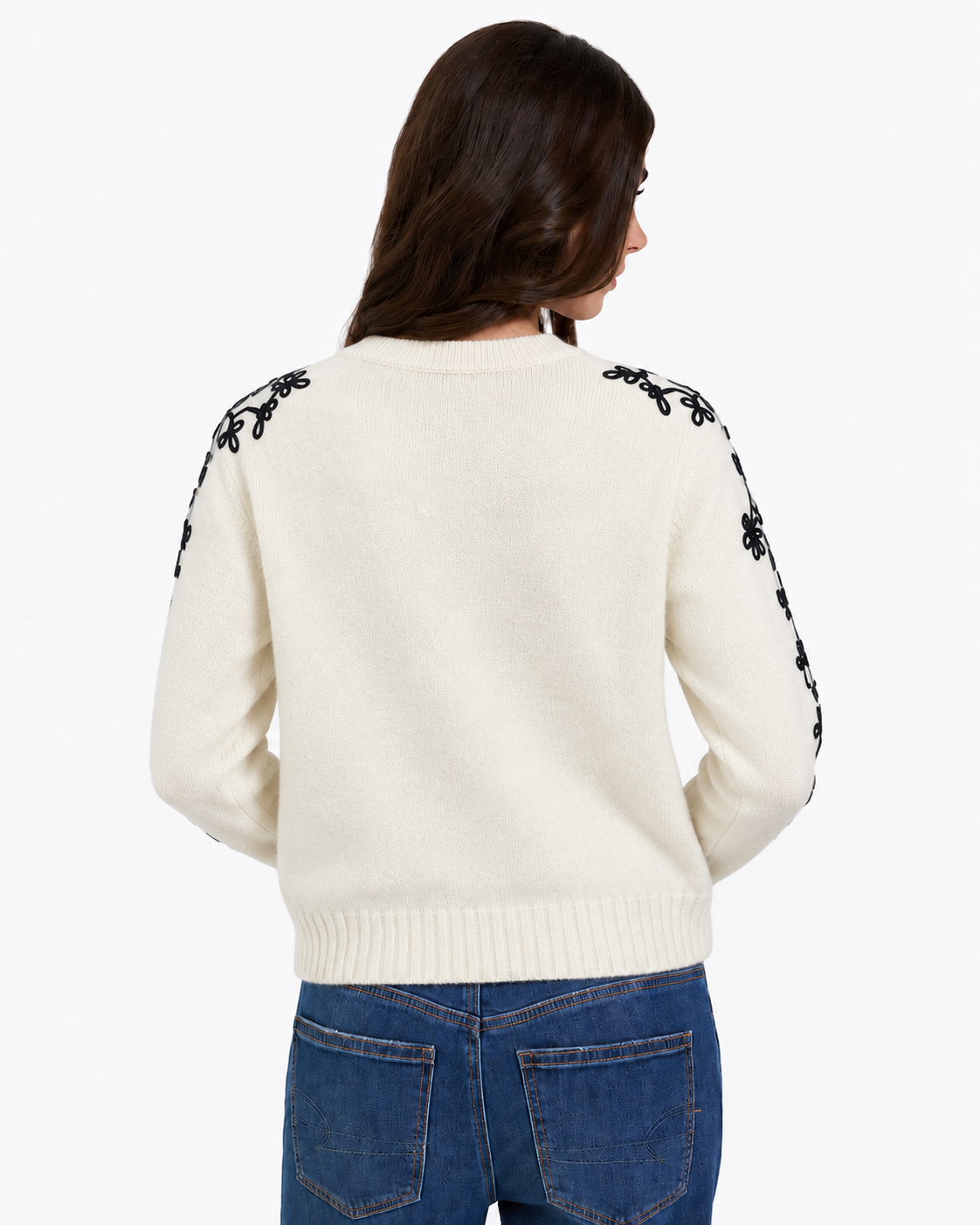 Embroidered Jumper  Cream  ZS3095