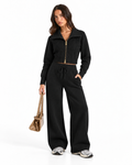 Knitted Co-Ord Set Black  F328