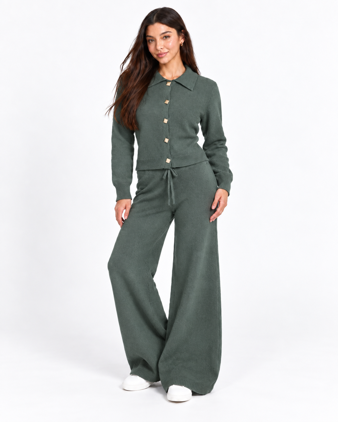 Chic Knit Two-Piece Set   Sage  F332