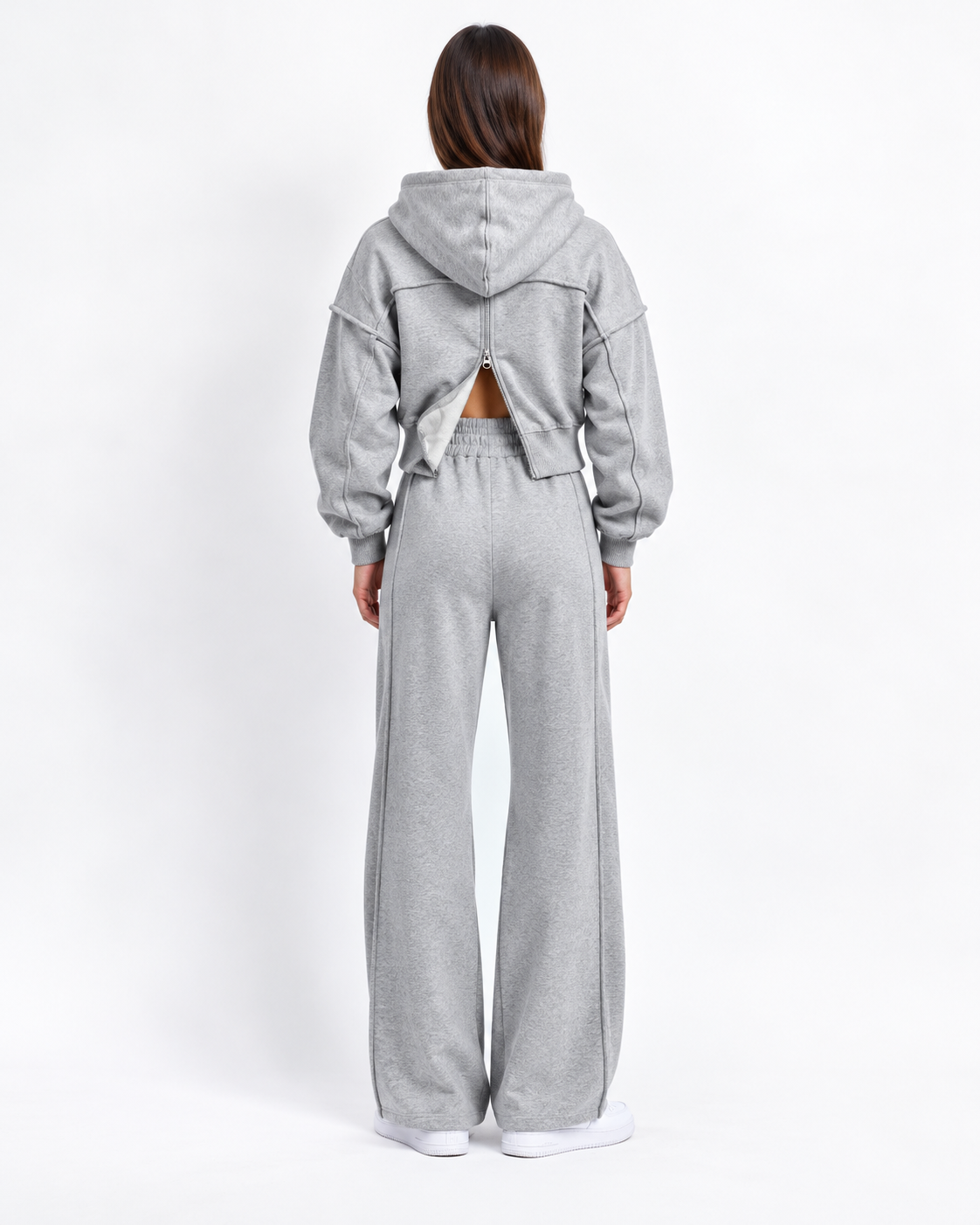 Zip-Up Hoodie & Wide-Leg Jogger Set BS056