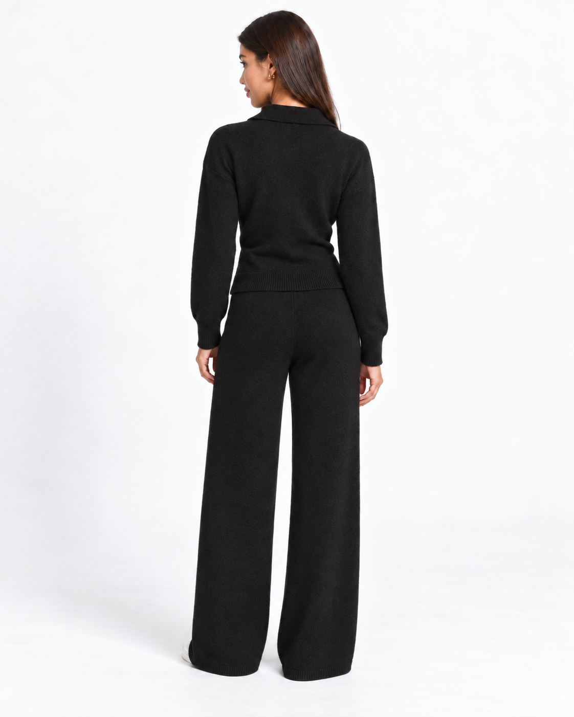 Chic Knit Two-Piece Set   Black  F332