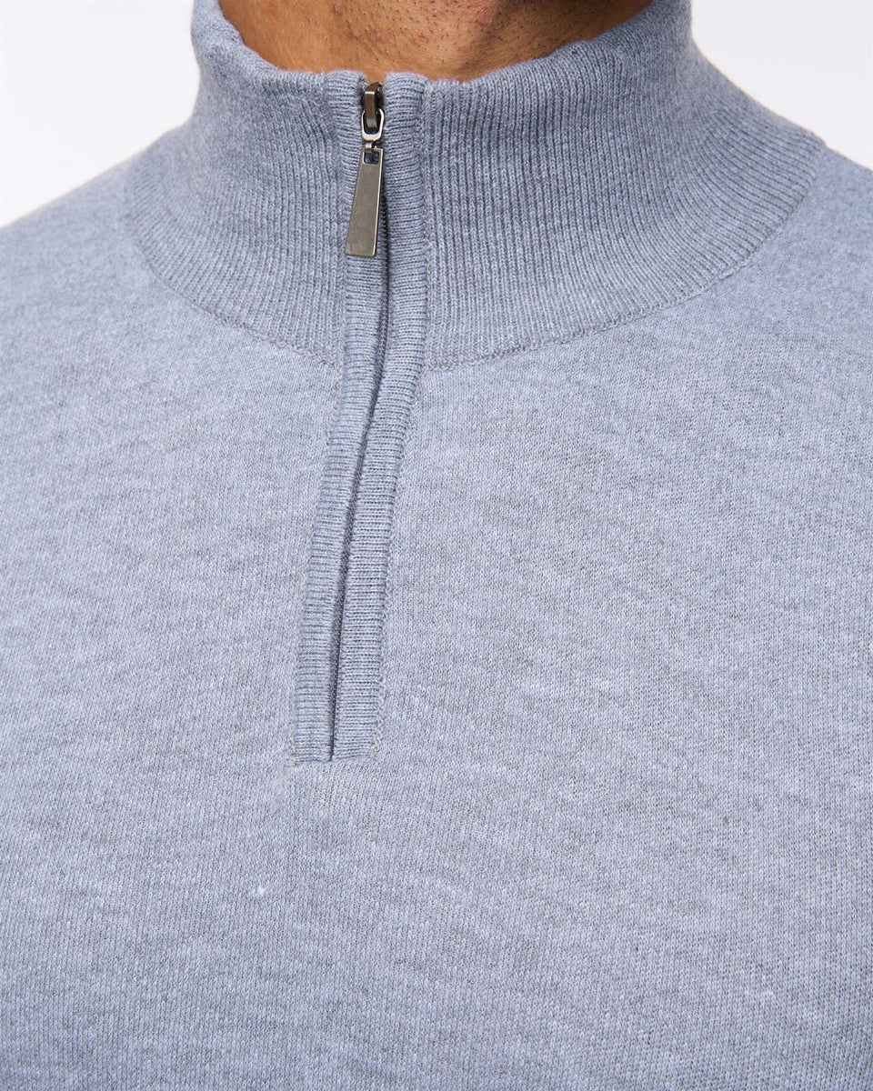 Delloway 1/4 Zip Funnel Neck Jumper Grey Marl