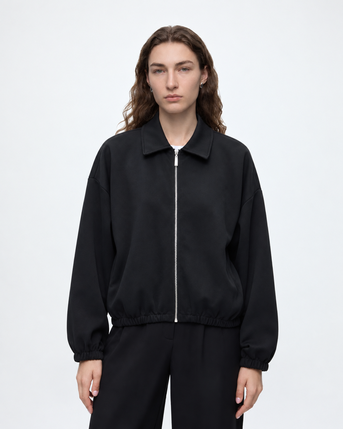 Zip Up Collared Jacket Black 27355