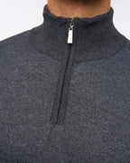 Delloway 1/4 Zip Funnel Neck Jumper Black Marl