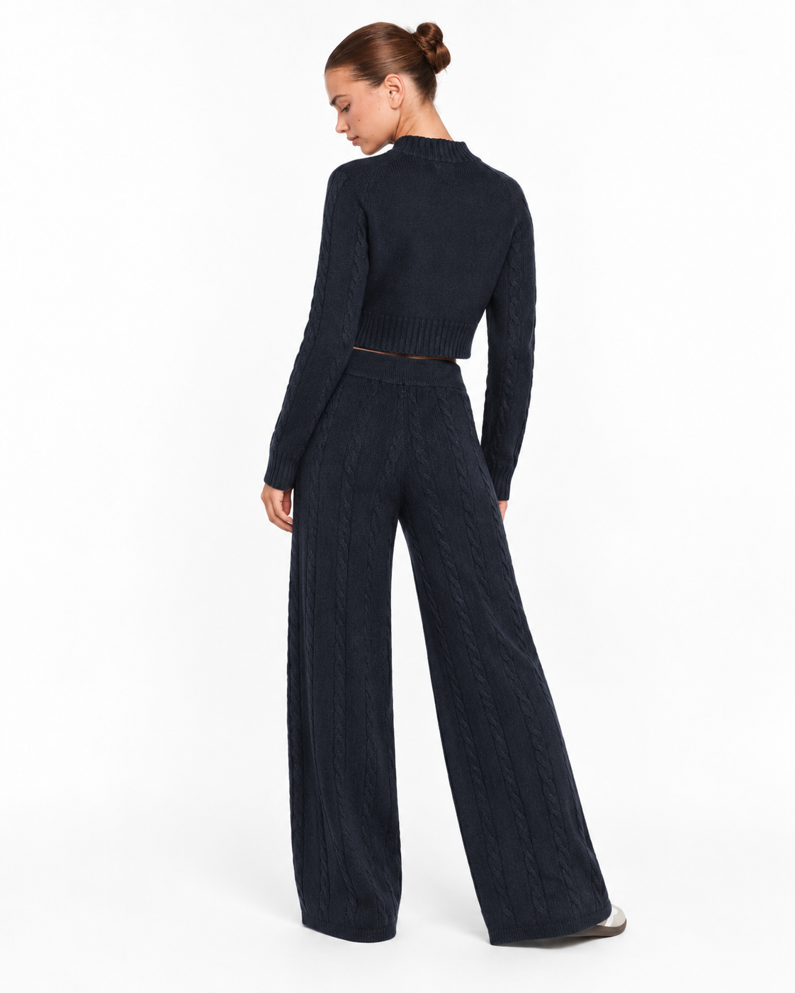 Cable Knit Co-Ord Set  Black  Ff286