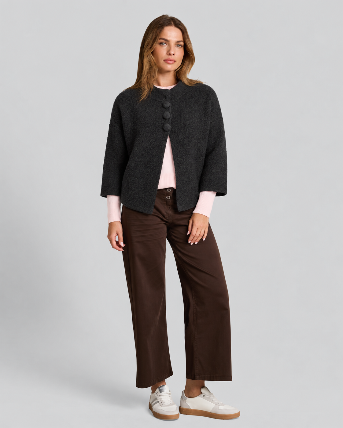 Textured Black Collarless Jacket  ZS8192