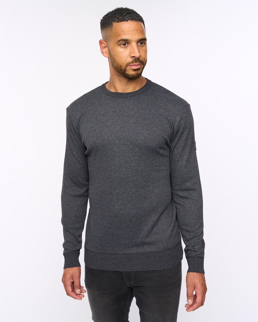 Pepston Crew Neck Jumper Black Marl