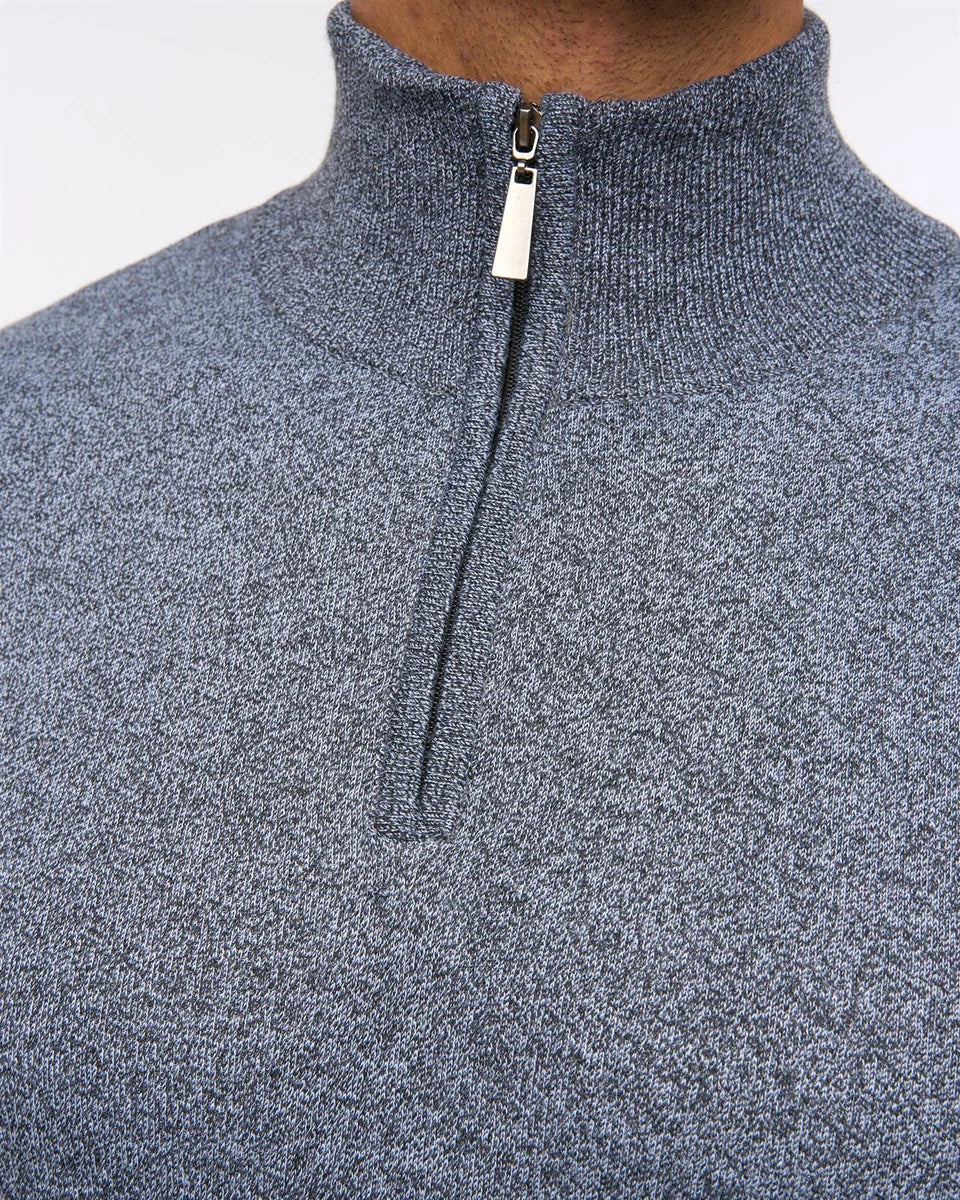 Delloway 1/4 Zip Funnel Neck Jumper Charcoal Marl