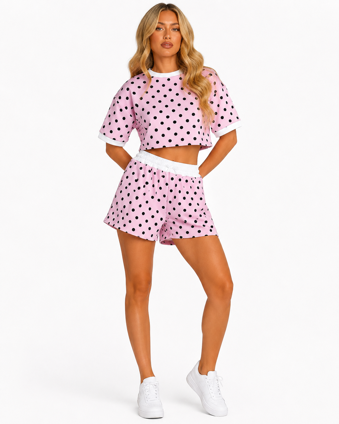 Polka dot  short set Pink