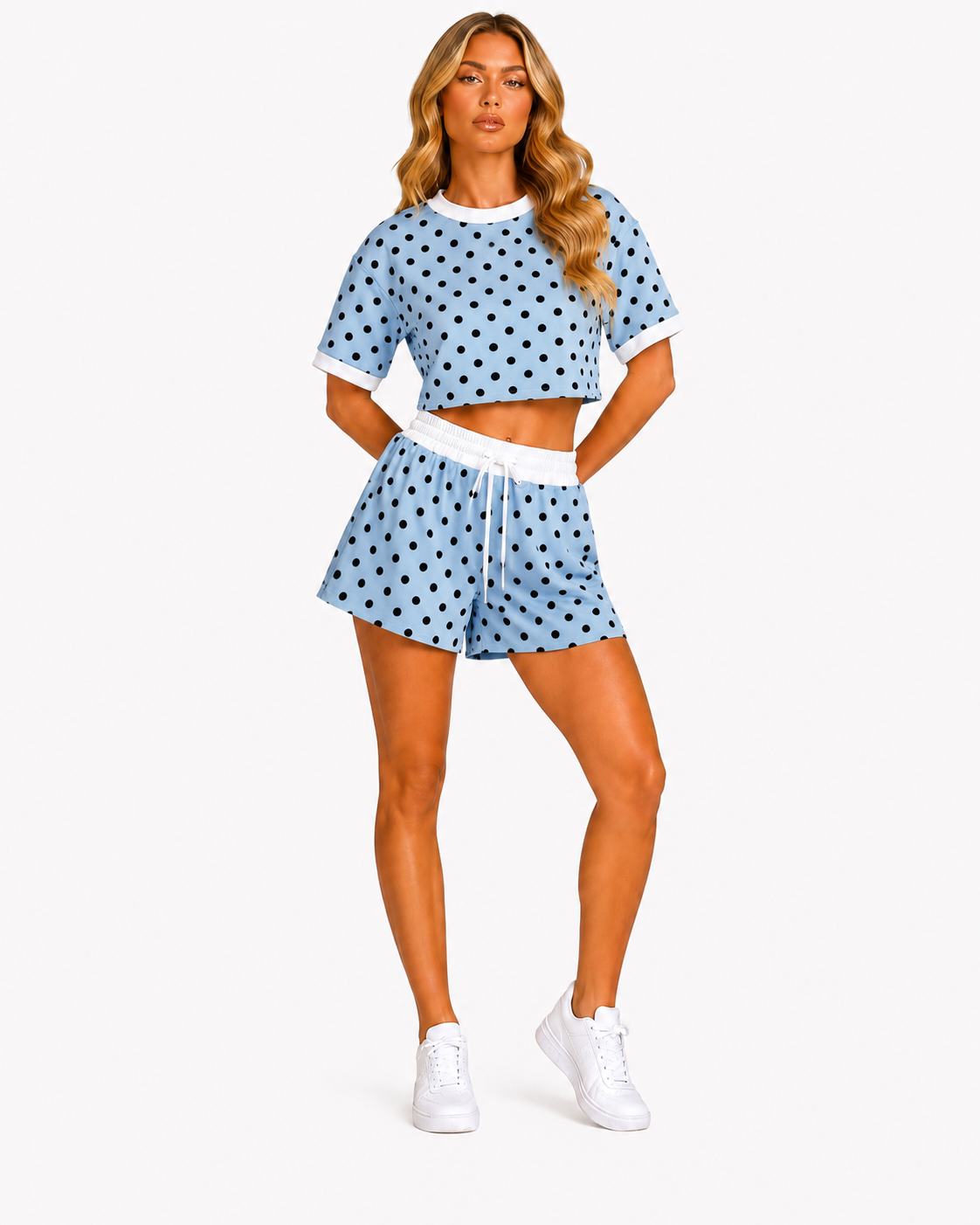 Polka dot short set Blue
