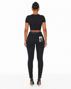 Ladies black distress skinny   J1586