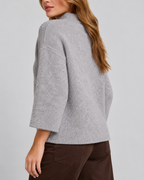 Button Front Textured Jacket Grey ZS8192