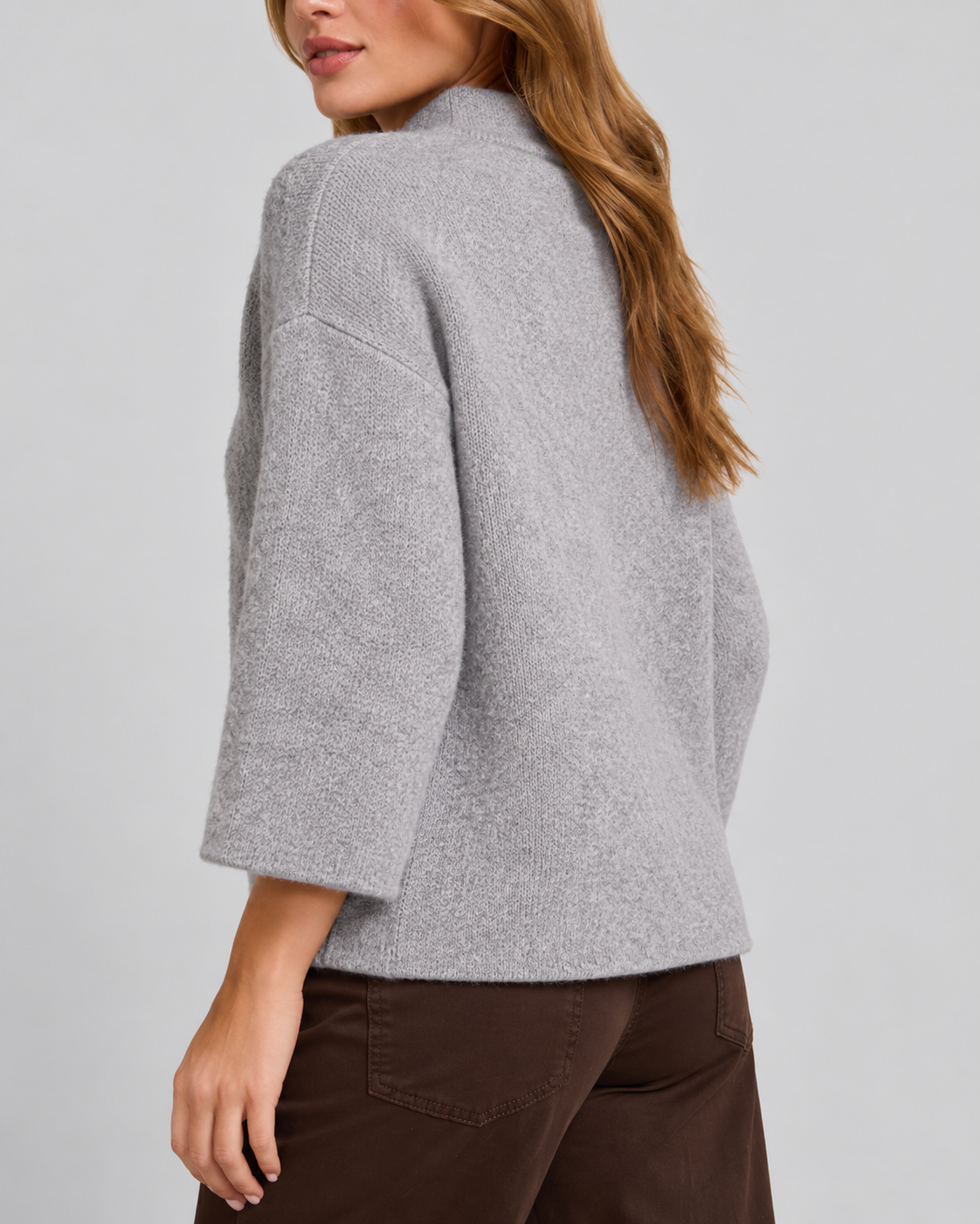 Button Front Textured Jacket Grey ZS8192