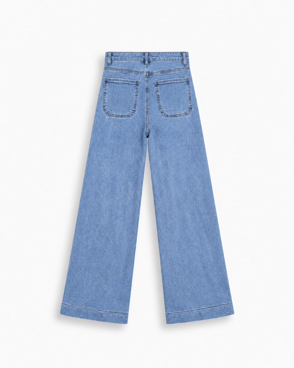 Vintage Inspired Braided Pocket Wide Leg Denim Jeans    Y6759R