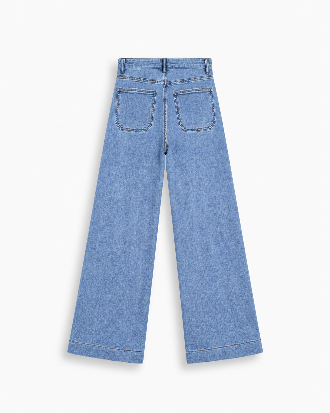 Vintage Inspired Braided Pocket Wide Leg Denim Jeans    Y6759R