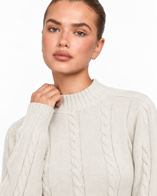 Cable Knit Co-Ord Set Cream Ff286