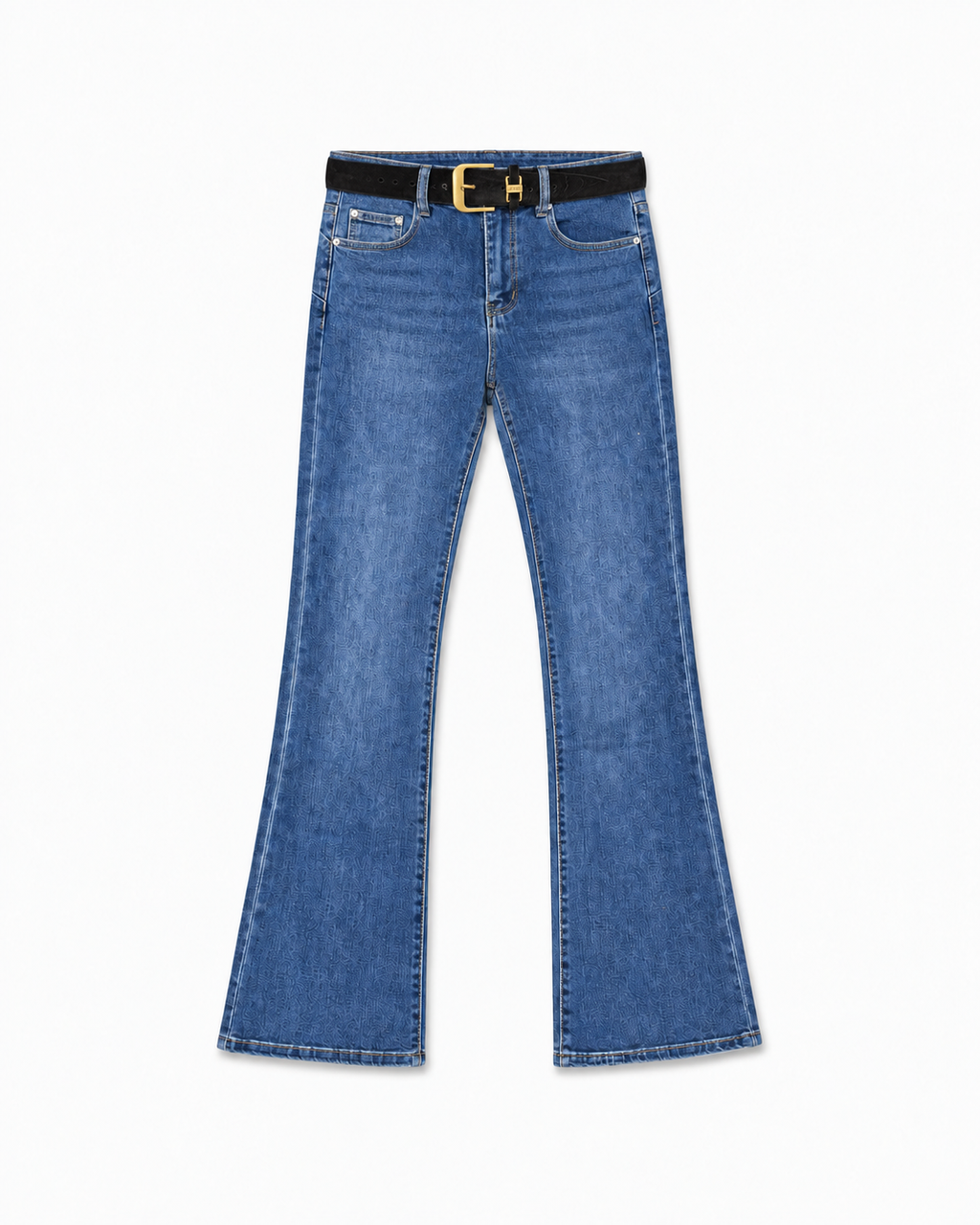 Belted Classic Flare Leg Denim Jeans  RJ6627