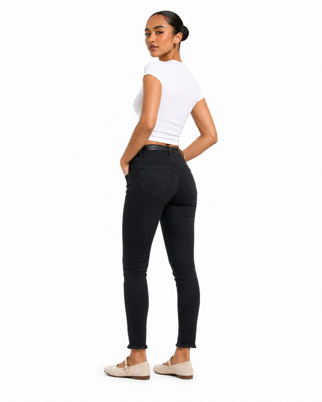 Ladies Black skinny Distressed Jeans  J1339