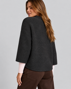 Textured Black Collarless Jacket  ZS8192