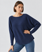 Ribbed Knit Jumper Navy Blue  ZS9011