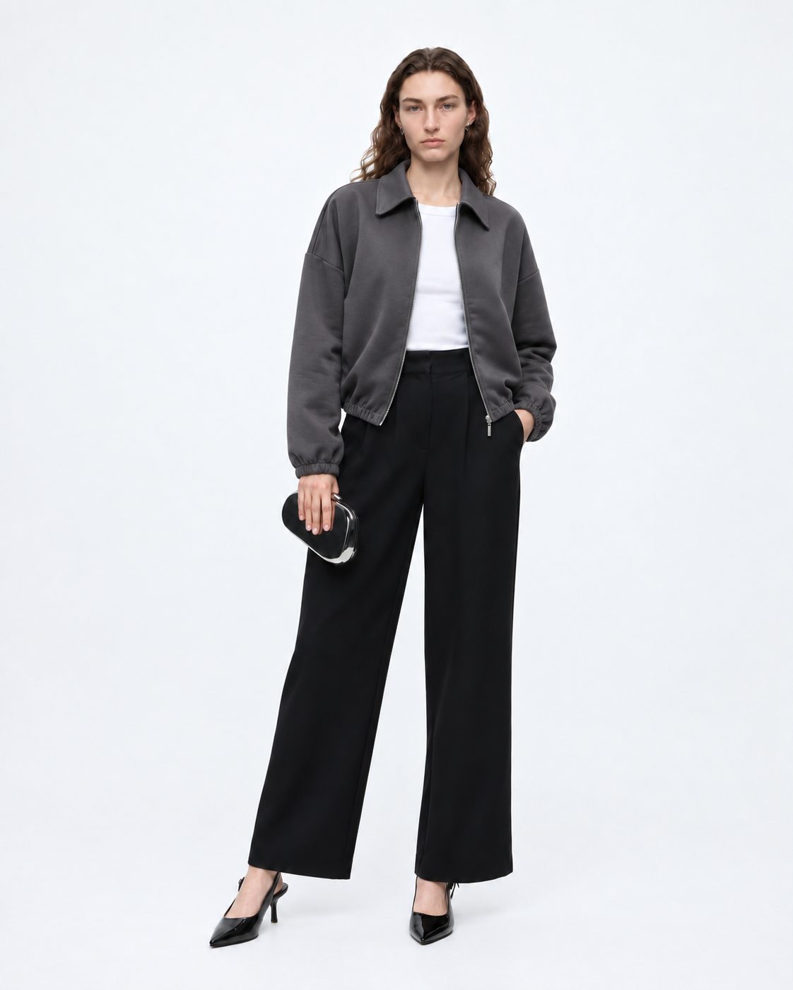 Zip Up Collared Jacket Brown 27355