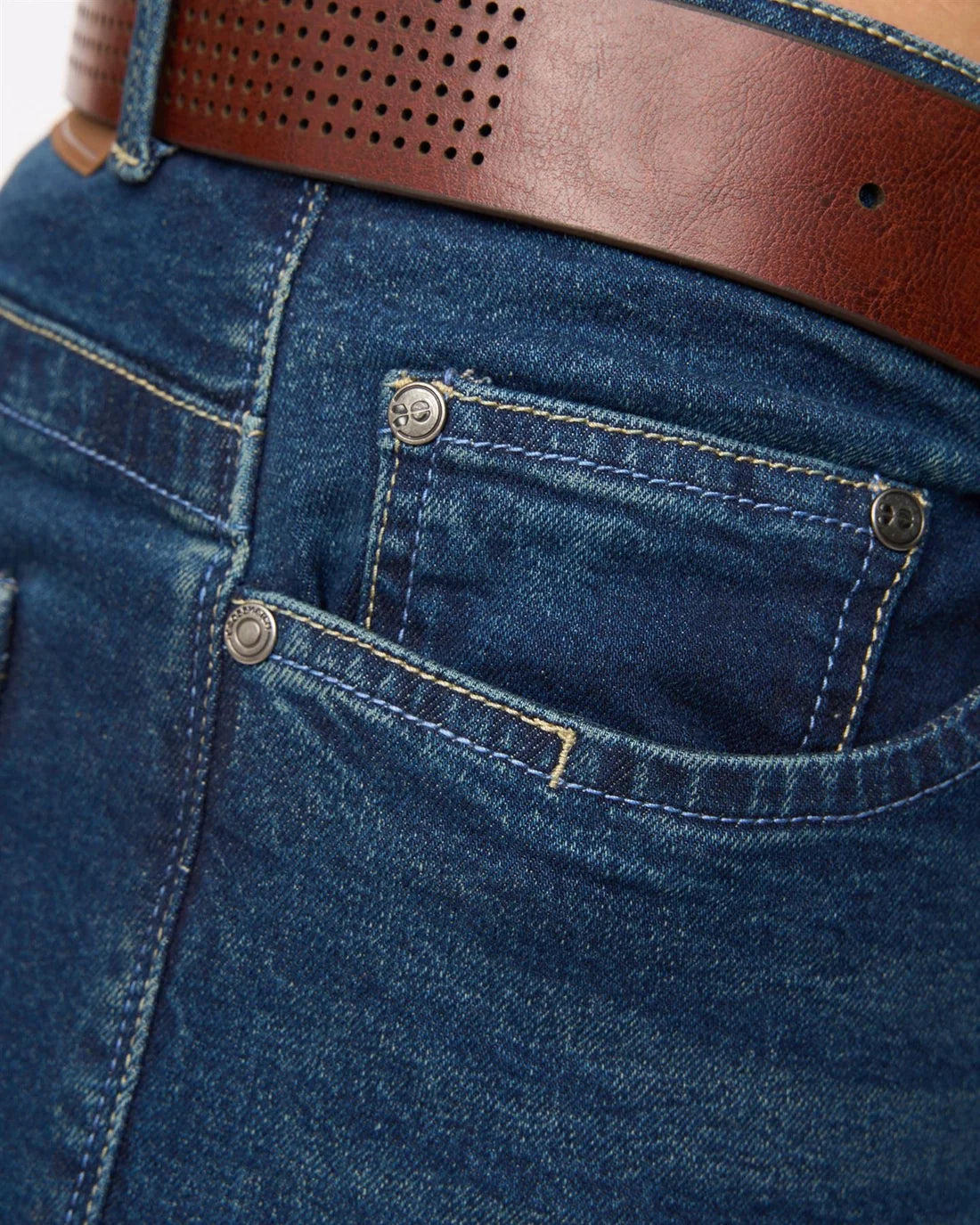 Crosshatch Farrowed Stretch Denim Jeans Dark Wash