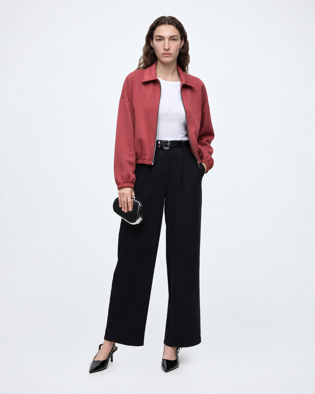 Zip Up Collared Jacket Rust Red    27355