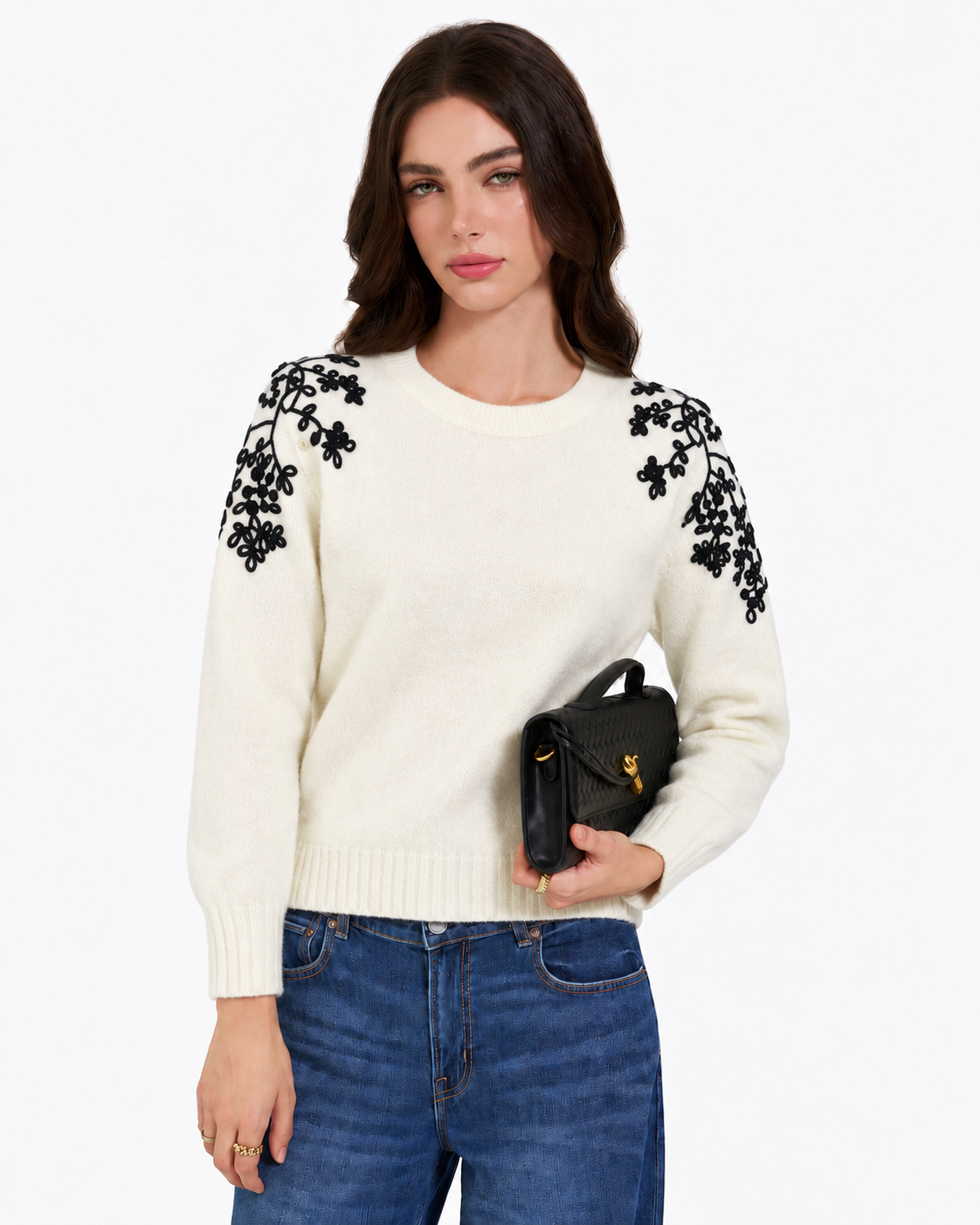 Embroidered Jumper  Cream  ZS3095