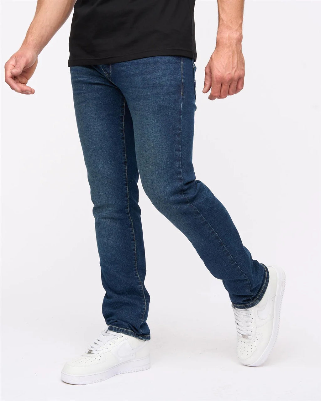 Crosshatch Farrowed Stretch Denim Jeans Dark Wash