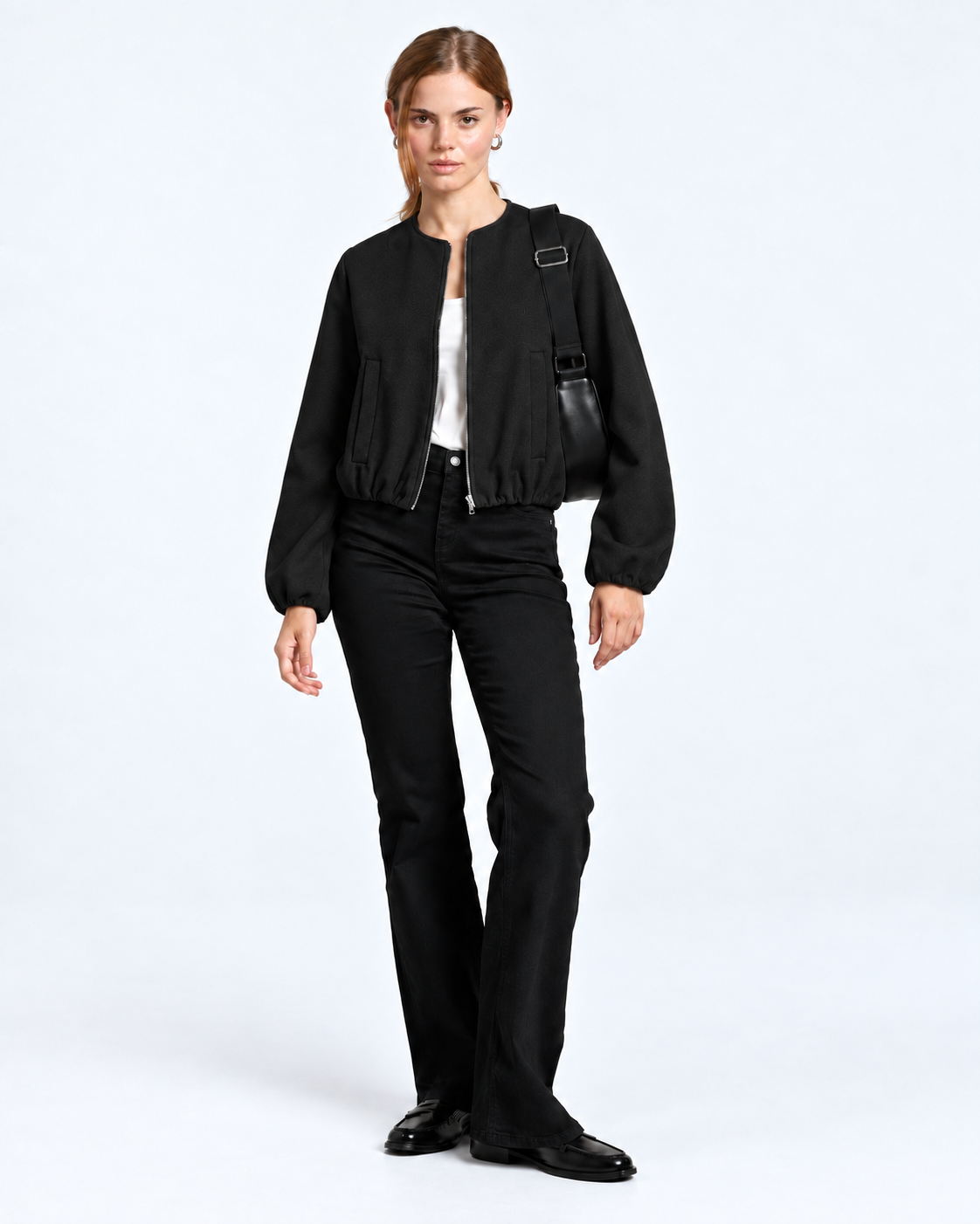 Cropped Bomber Jacket Black